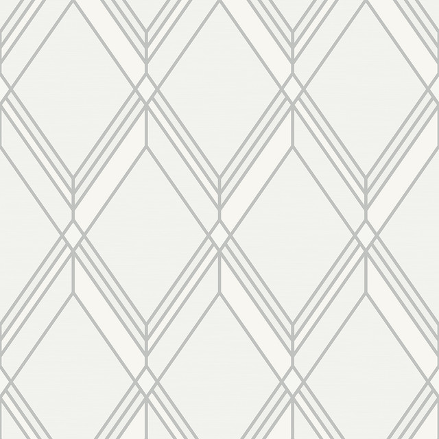Brooklyn Diamond Metallic Silver by Seabrook Wallpaper Deco 2 United States 60.75 18" 27" - Fabric Carolina -