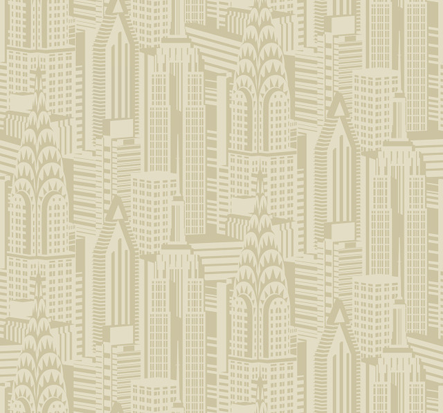 Manhattan Skyline Aurum by Seabrook Wallpaper Deco 2 United States 60.75 25.2" 27" - Fabric Carolina -