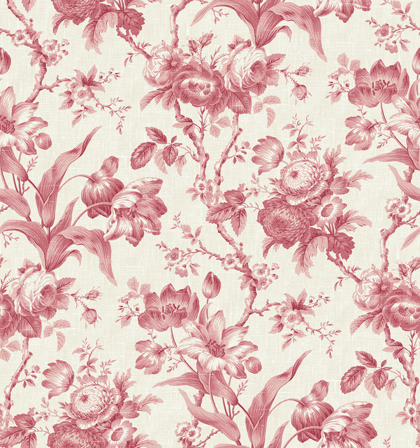 En Rose Cranberry by Seabrook Wallpaper French Country United States 60.75 28.74" 27" - Fabric Carolina -
