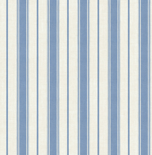 Eliott Linen Stripe Blue Bell by Seabrook Wallpaper French Country United States 60.75 0" 27" - Fabric Carolina -