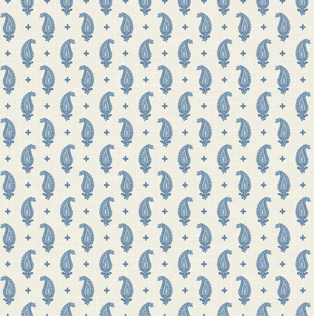 Maia Paisley French Blue by Seabrook Wallpaper French Country United States 60.75 4.52" 27" - Fabric Carolina -