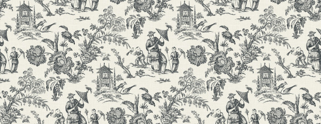 Chinoiserie Linen Fabric Poppy Seed by Seabrook Wallpaper French Country United States 13.5 20.87" 3" - Fabric Carolina -