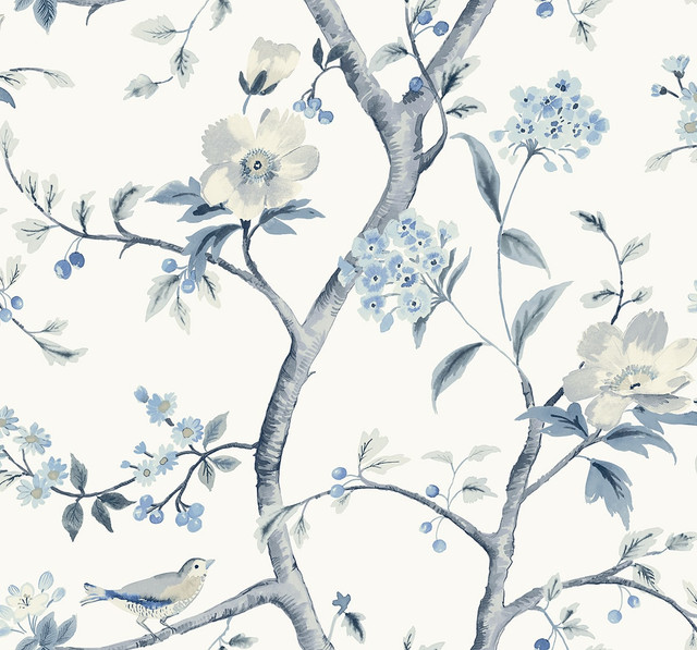 Sparrow Haven Breezy Blue by Seabrook Wallpaper Coastal Haven United States 60.75 25.2" 27" - Fabric Carolina -