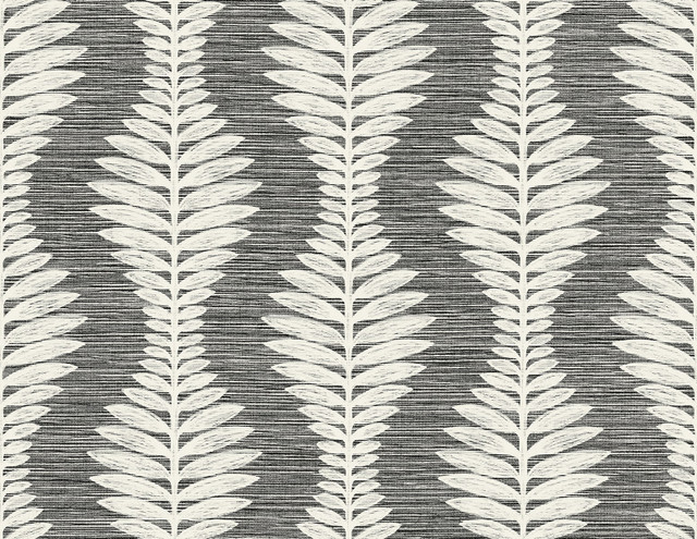 Carina Leaf Ogee Charcoal by Seabrook Wallpaper Coastal Haven United States 60.75 10.5" 27" - Fabric Carolina -
