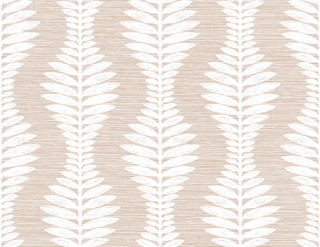 Carina Leaf Ogee Blush by Seabrook Wallpaper Coastal Haven United States 60.75 10.5" 27" - Fabric Carolina -