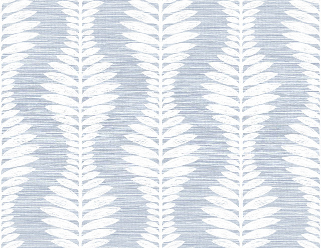 Carina Leaf Ogee Charlotte Blue by Seabrook Wallpaper Coastal Haven United States 60.75 10.5" 27" - Fabric Carolina -