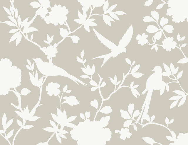 Kauai Bird Toile Argos Grey by Seabrook Wallpaper Coastal Haven United States 60.75 20.87" 27" - Fabric Carolina -
