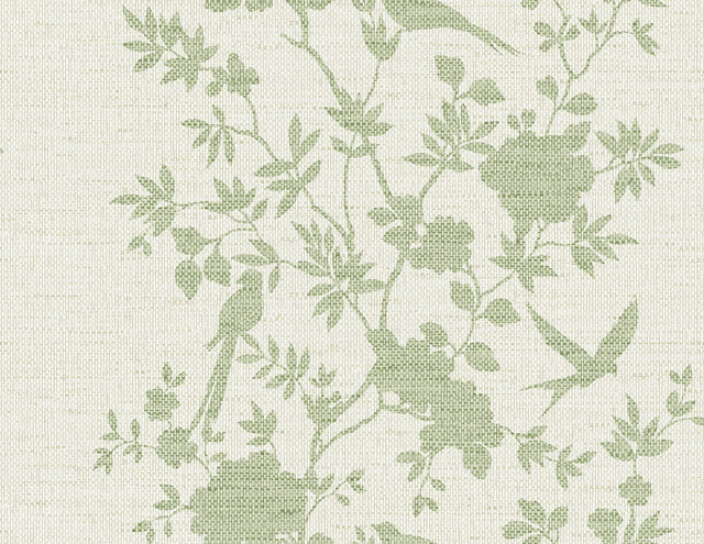 Aloha Bird Trail Green Ivy by Seabrook Wallpaper Coastal Haven United States 60.75 20.87" 27" - Fabric Carolina -