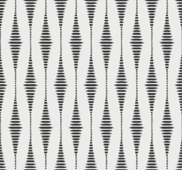 Diamond Stripe Black Satin & Pearl by Seabrook Wallpaper Etten Beaded Netherlands 57.5 6.3" 20.9" - Fabric Carolina -