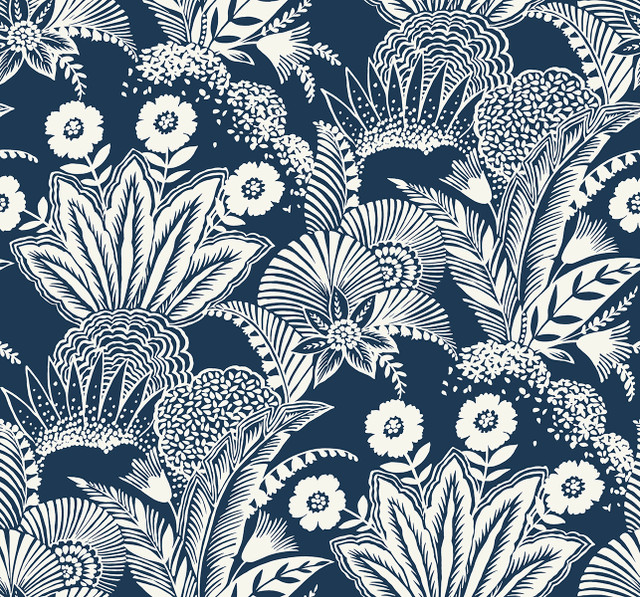 Suvi Palm Grove Nautical Blue by Seabrook Wallpaper Summer House United States 60.75 25.2" 27" - Fabric Carolina -