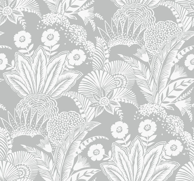 Suvi Palm Grove Bluish Gray by Seabrook Wallpaper Summer House United States 60.75 25.2" 27" - Fabric Carolina -