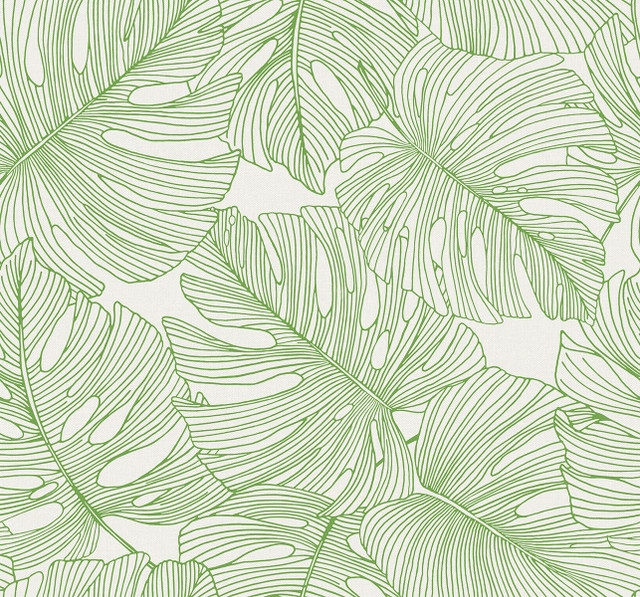 Tarra Monstera Leaf Hill Green by Seabrook Wallpaper Summer House United States 60.75 25.2" 27" - Fabric Carolina -