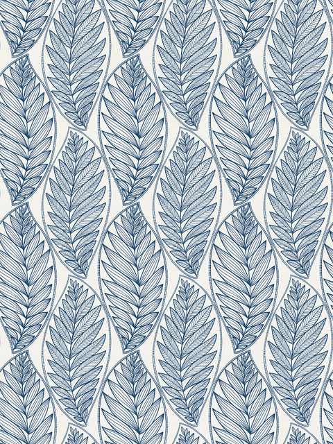Kira Leaf Husk Blue Suede by Seabrook Wallpaper Summer House United States 60.75 12" 27" - Fabric Carolina -
