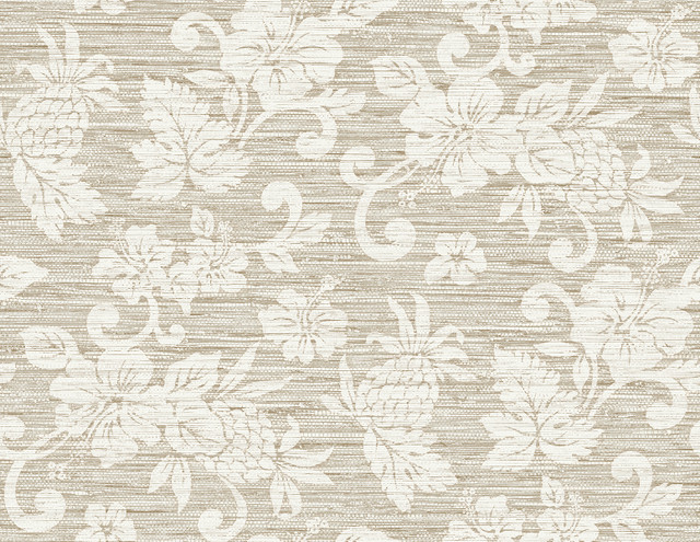 Juno Island Floral Balanced Beige by Seabrook Wallpaper Summer House United States 60.75 20.87" 27" - Fabric Carolina -