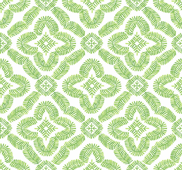 Talia Botanical Medallion Kiwi Green by Seabrook Wallpaper Summer House United States 60.75 12.6" 27" - Fabric Carolina -