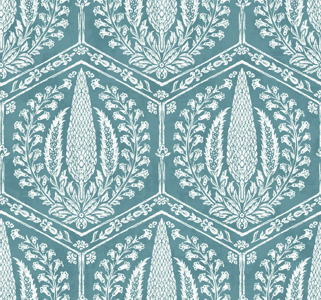 Cyrus Harvest Mediterranean Blue by Seabrook Wallpaper Summer House United States 60.75 25.2" 27" - Fabric Carolina -