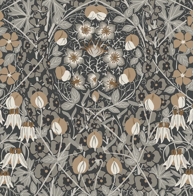 Tulip Garden Prepasted Wrought Iron & Chamois by Seabrook Wallpaper Prepasted Online United States 56.05 20.87" 20.5" - Fabric Carolina -