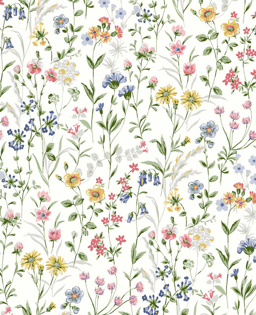 Wildflowers Prepasted Multicolored by Seabrook Wallpaper Prepasted Online United States 56.05 25.2" 20.5" - Fabric Carolina -