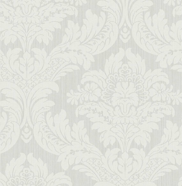 Genevieve Damask Morning Mist by Seabrook Wallpaper Prepasted Online United States 56.05 20.87" 20.5" - Fabric Carolina -