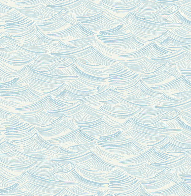 Seaside Waves Blue Oasis by Seabrook Wallpaper Prepasted Online United States 56.05 10.43" 20.5" - Fabric Carolina -
