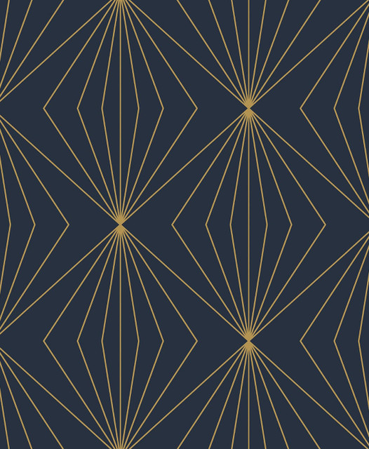 Diamond Vector Navy Blue & Metallic Gold by Seabrook Wallpaper Etten Studios Online Netherlands 57.5 6.3" 20.9" - Fabric Carolina -