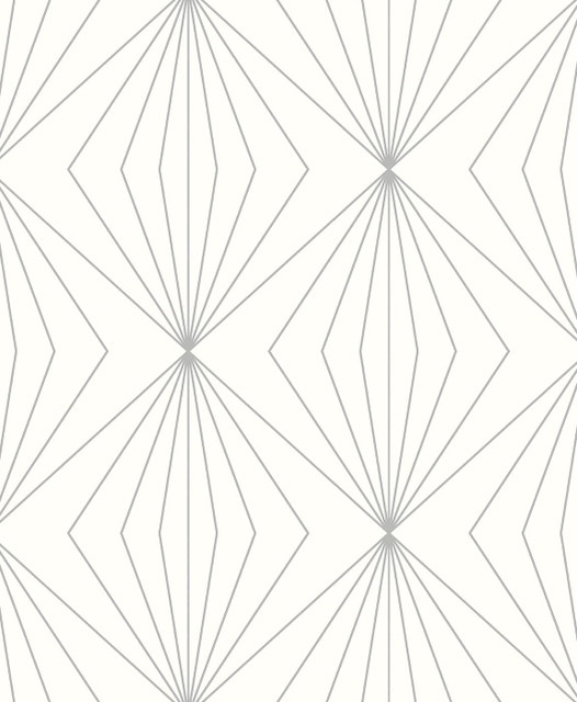 Diamond Vector Metallic Silver & Eggshell by Seabrook Wallpaper Etten Studios Online Netherlands 57.5 6.3" 20.9" - Fabric Carolina -