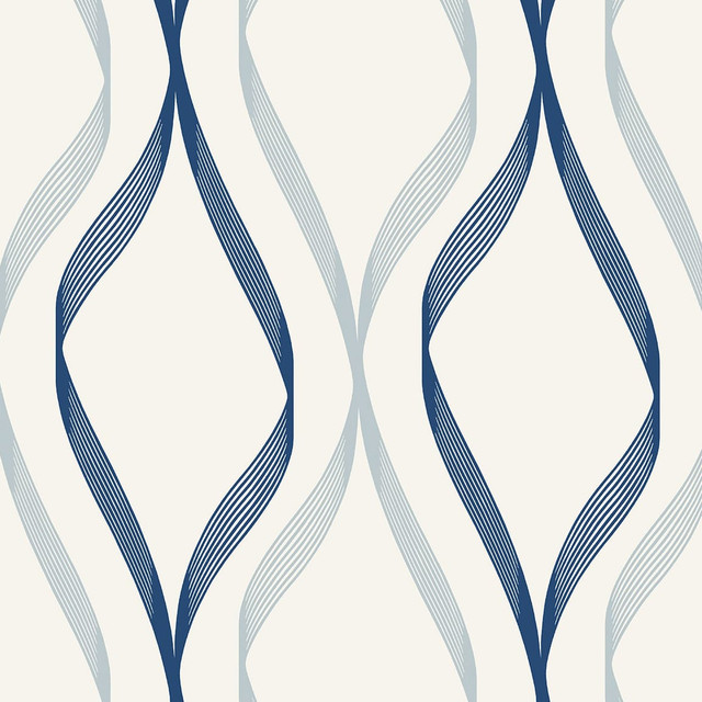 Wave Ogee Celtic Blue & Dewdrop by Seabrook Wallpaper Etten Studios Online Netherlands 57.5 18" 20.9" - Fabric Carolina -