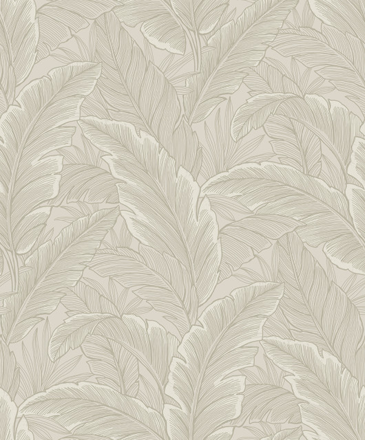 Gulf Tropical Leaves Crema by Seabrook Wallpaper Etten Studios Online Netherlands 57.5 25.2" 20.9" - Fabric Carolina -