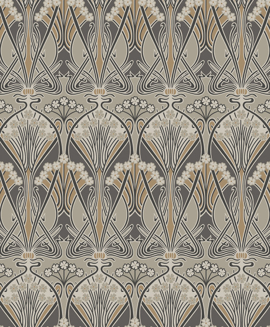 Dragonfly Damask Bronze & Smoke by Seabrook Wallpaper Legacy Prints Netherlands 57.5 12" 20.9" - Fabric Carolina -