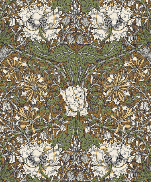 Ogee Flora Dijon & Sage by Seabrook Wallpaper Legacy Prints Netherlands 57.5 20.87" 20.9" - Fabric Carolina -