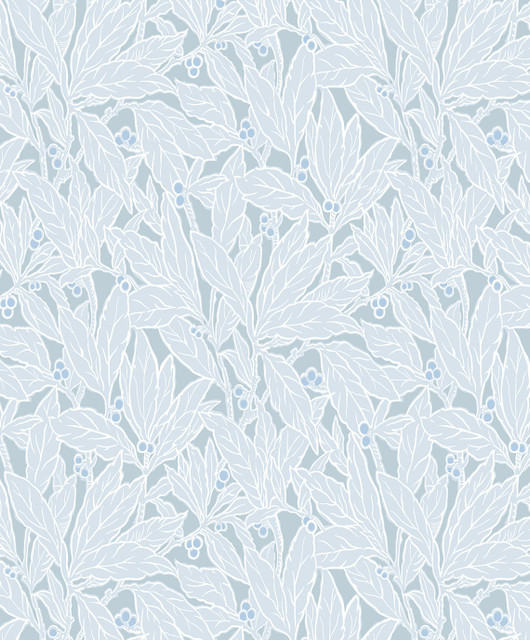Leaf and Berry Powder Blue by Seabrook Wallpaper Legacy Prints Netherlands 57.5 18" 20.9" - Fabric Carolina -