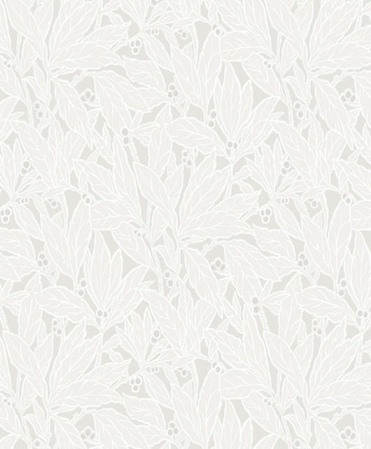 Leaf and Berry Dove & Metallic Pearl by Seabrook Wallpaper Legacy Prints Netherlands 57.5 18" 20.9" - Fabric Carolina -