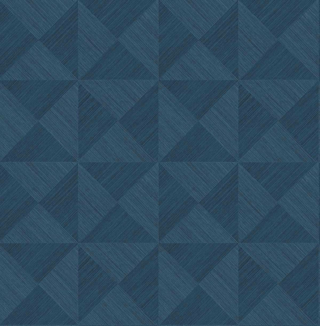 Geo Inlay Denim Blue by Seabrook Wallpaper Stacy Garcia Peel and Stick United States 30.75 10.43" 20.5" - Fabric Carolina -