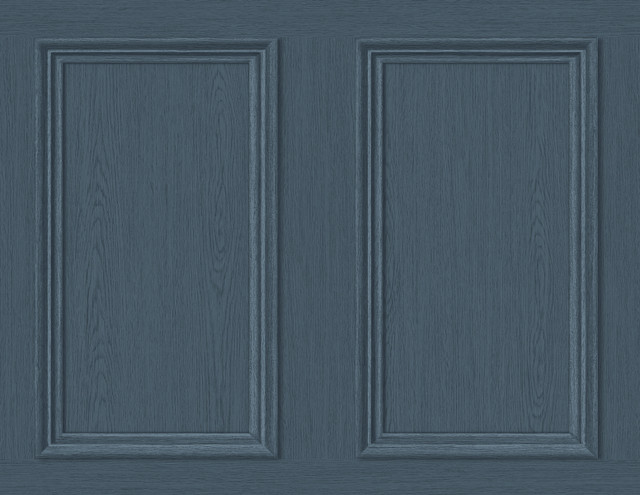 Faux Wood Panel Denim Blue by Seabrook Wallpaper Stacy Garcia Peel and Stick United States 40.5 20.87" 27" - Fabric Carolina -