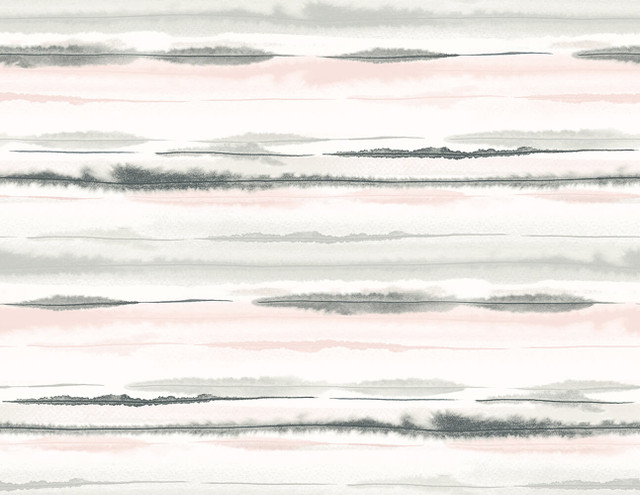 Horizon Stripe Pink Sunset by Seabrook Wallpaper Lillian August Peel and Stick United States 40.5 20.87" 27" - Fabric Carolina -