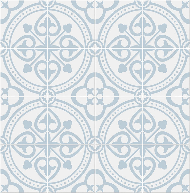 Villa Mar Tile Hampton Blue by Seabrook Wallpaper Lillian August Peel and Stick United States 30.75 10.43" 20.5" - Fabric Carolina -