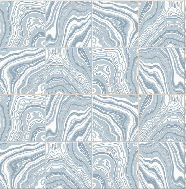 Marbled Tile Lakeside by Seabrook Wallpaper Lillian August Peel and Stick United States 30.75 25.2" 20.5" - Fabric Carolina -