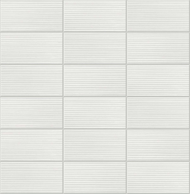 Rib Tile Morning Fog by Seabrook Wallpaper Lillian August Peel and Stick United States 30.75 25.2" 20.5" - Fabric Carolina -