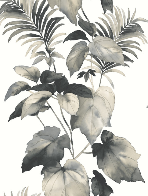 Leaf Stripe Inkwell by Seabrook Wallpaper Harry & Grace Peel and Stick United States 30.75 27" 20.5" - Fabric Carolina -