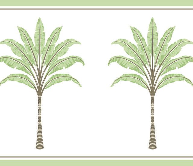 Montgomery Palm Border Green Tea by Seabrook Wallpaper Harry & Grace Peel and Stick United States 15.38 7" 10.25" - Fabric Carolina -