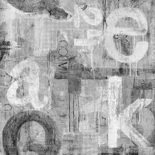 Graphic Letters Ash by Seabrook Wallpaper Harry & Grace Peel and Stick United States 40.5 27" 27" - Fabric Carolina -