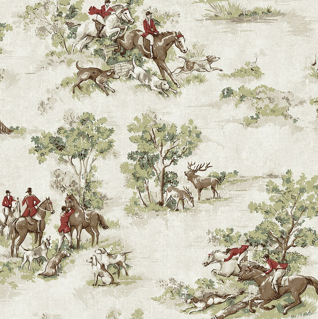 Horse Race Rosemary & Garnet by Seabrook Wallpaper Harry & Grace Peel and Stick United States 30.75 20.87" 20.5" - Fabric Carolina -