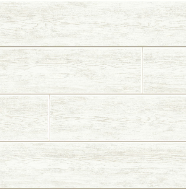 Off-White Shiplap Off-White by Seabrook Wallpaper NextWall Peel & Stick United States 30.75 20.87" 20.5" - Fabric Carolina -