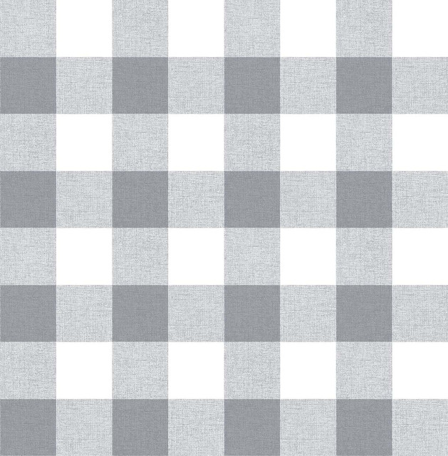 Picnic Plaid Gray & White by Seabrook Wallpaper NextWall Peel & Stick United States 30.75 6.95" 20.5" - Fabric Carolina -