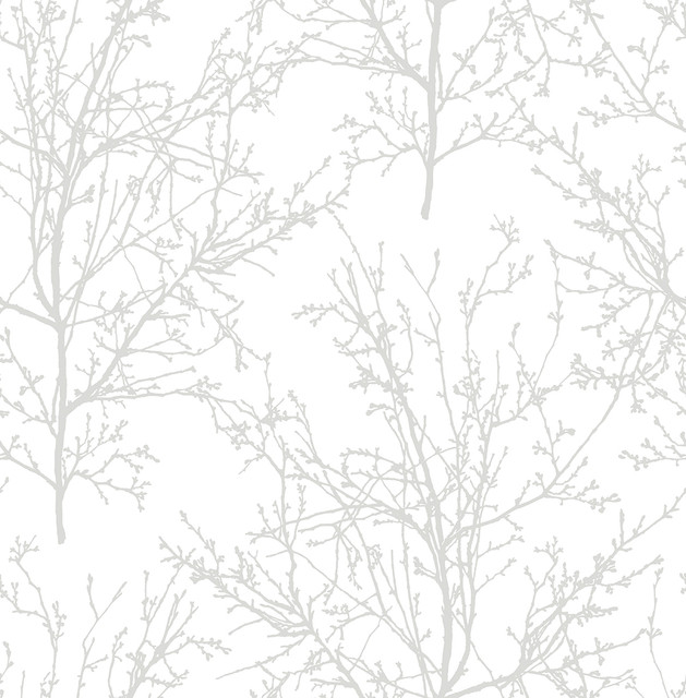 Tree Branches Pearl Gray by Seabrook Wallpaper NextWall Peel & Stick United States 30.75 20.87" 20.5" - Fabric Carolina -