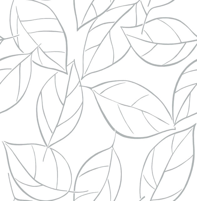 Tossed Leaves Daydream Gray by Seabrook Wallpaper NextWall Peel & Stick United States 30.75 20.87" 20.5" - Fabric Carolina -