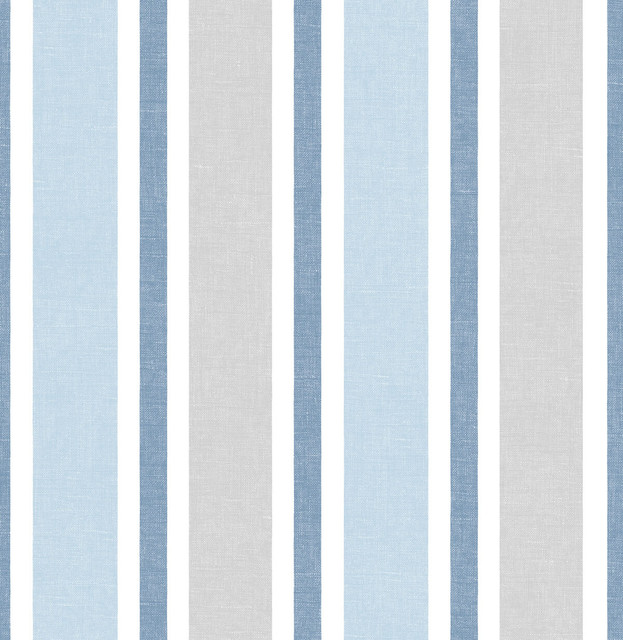 Linen Cut Stripe Bluebird & Carrara by Seabrook Wallpaper NextWall Peel & Stick United States 30.75 0" 20.5" - Fabric Carolina -