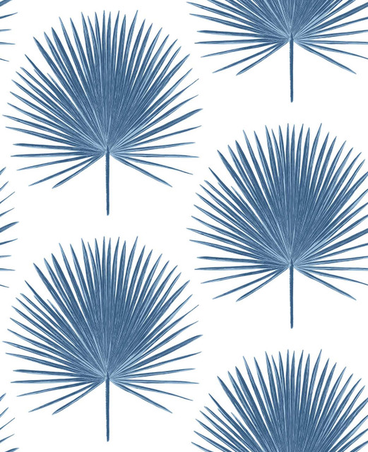 Palmetto Palm Coastal Blue by Seabrook Wallpaper NextWall Peel & Stick United States 30.75 12.6" 20.5" - Fabric Carolina -