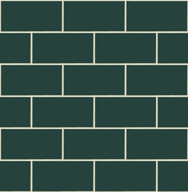 Retro Subway Tile Evergeen by Seabrook Wallpaper NextWall Peel & Stick United States 30.75 6.95" 20.5" - Fabric Carolina -