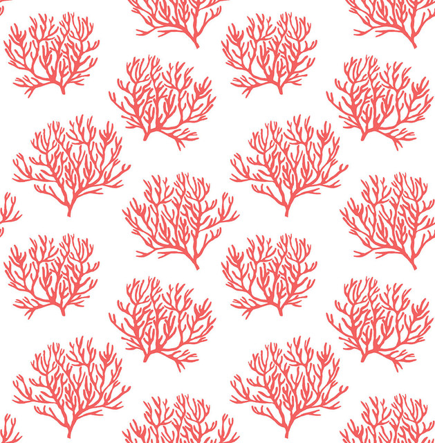 Coastal Coral Reef Vermillion by Seabrook Wallpaper NextWall Peel & Stick United States 30.75 10.43" 20.5" - Fabric Carolina -